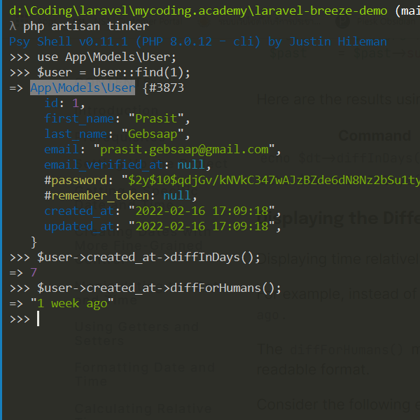 Timestamp ใน Laravel